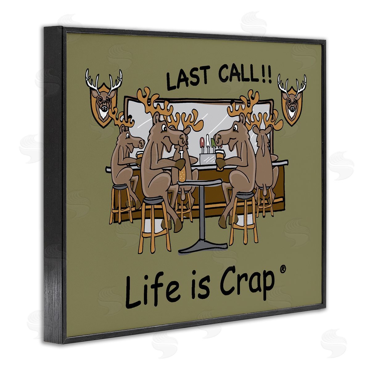 LIC Last Call at Bar Black Framed Giclee Wall Art Print