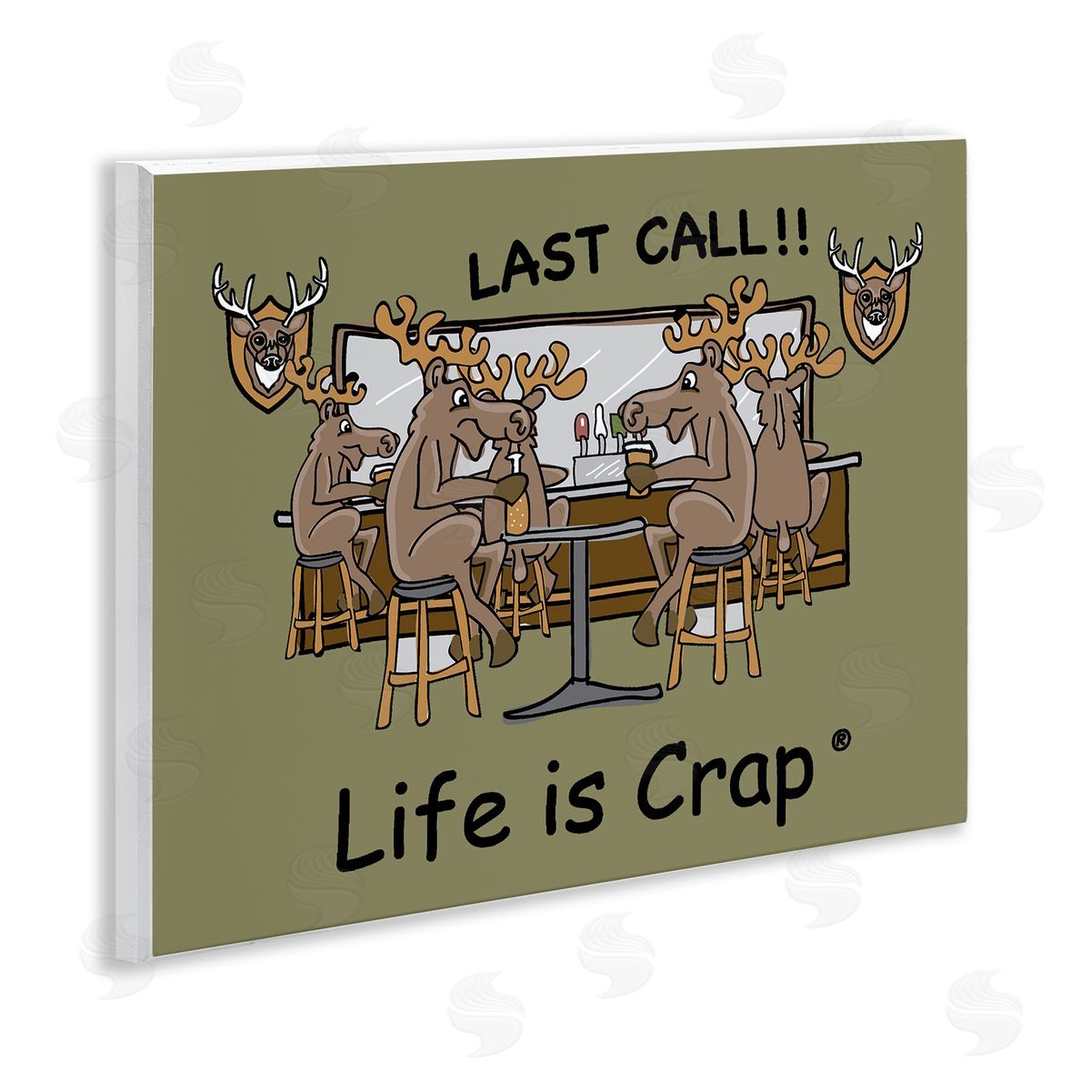 LIC Last Call at Bar Wooden Wall Plaque Art Print