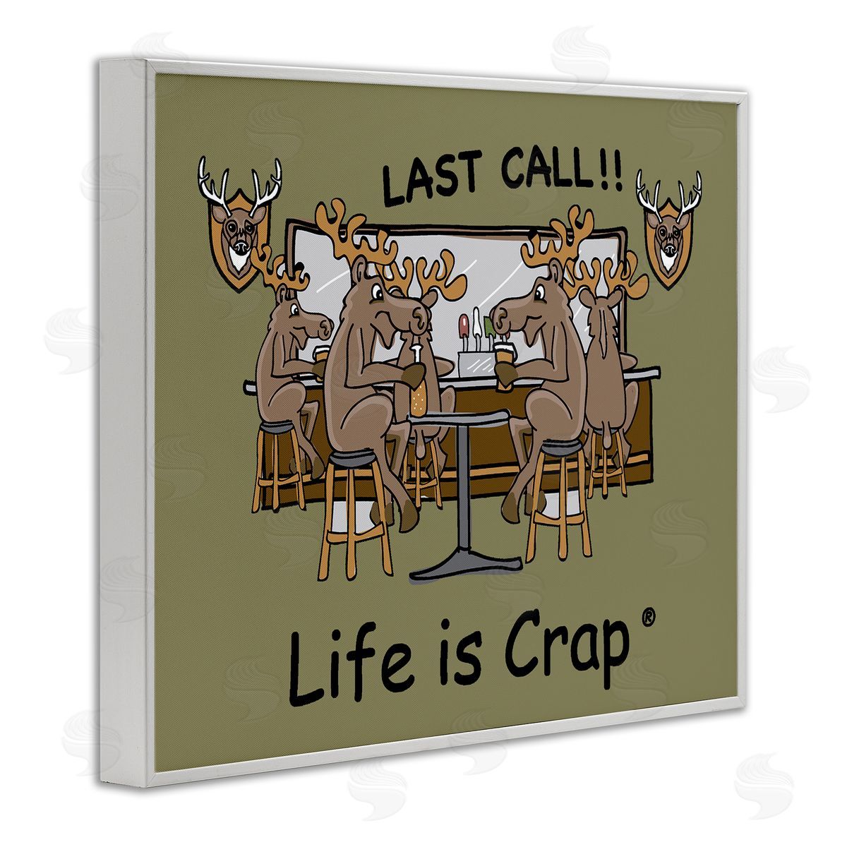 LIC Last Call at Bar White Framed Giclee Wall Art Print