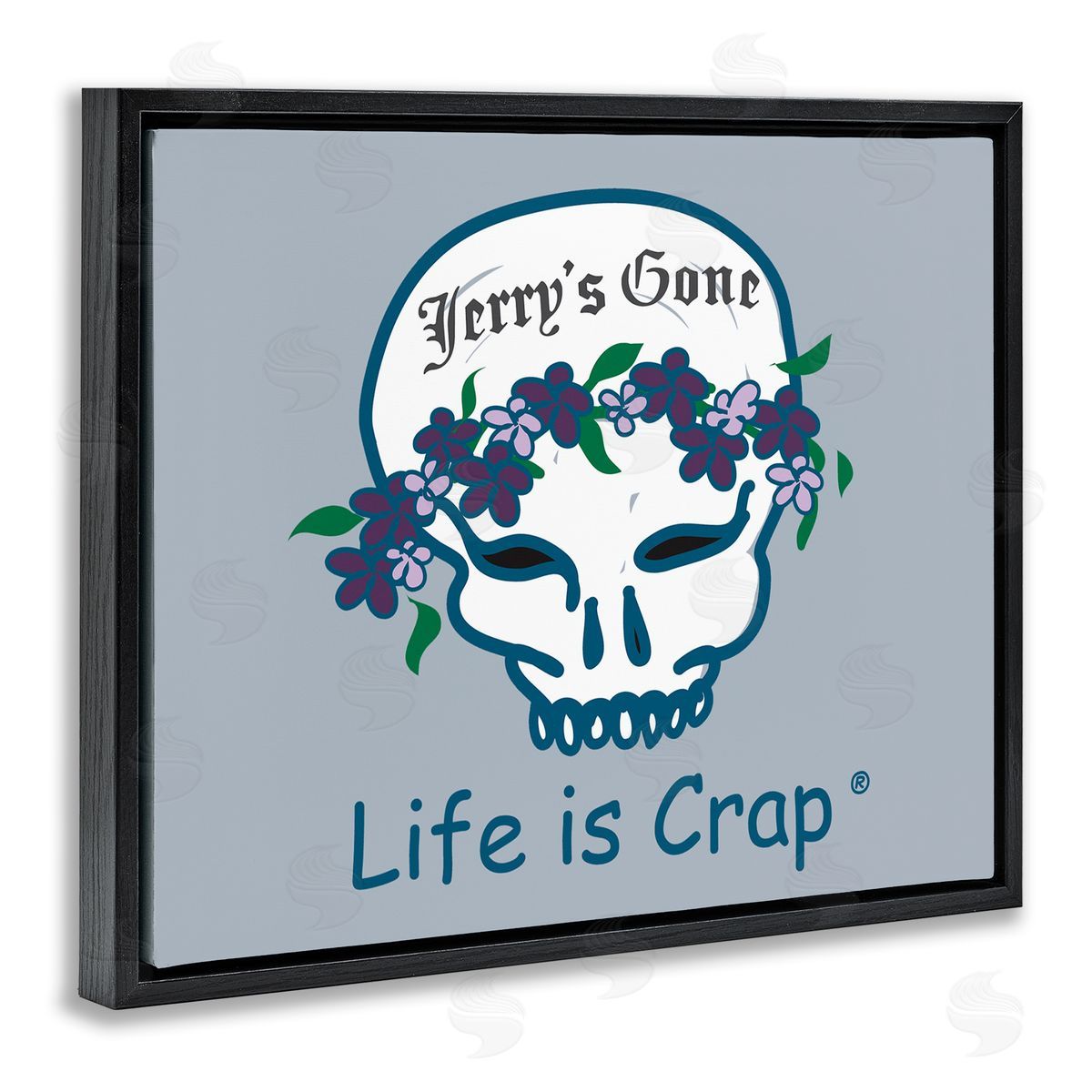 LIC Jerry's Gone Skull Black Floating Frame Canvas Wall Art Print