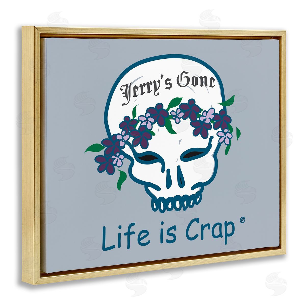 LIC Jerry's Gone Skull Gold Floating Frame Canvas Wall Art Print