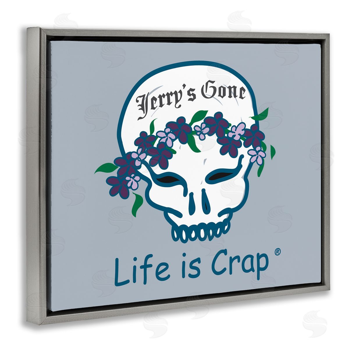 LIC Jerry's Gone Skull Gray Floating Frame Canvas Wall Art Print