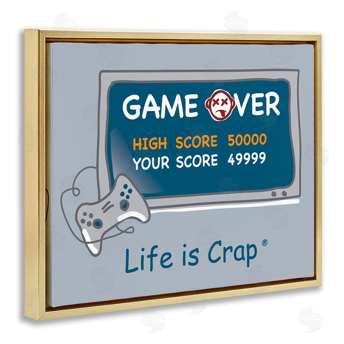 LIC Close Score Game Over Gold Floating Frame Canvas Wall Art Print
