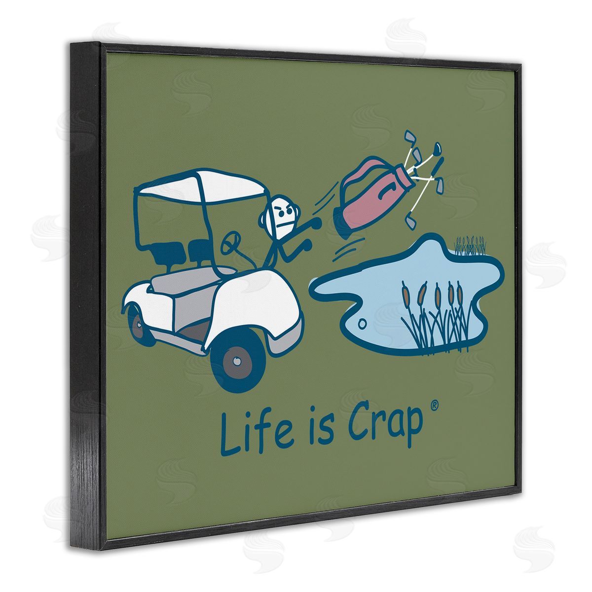 LIC Throwing Golf Clubs Black Framed Giclee Wall Art Print