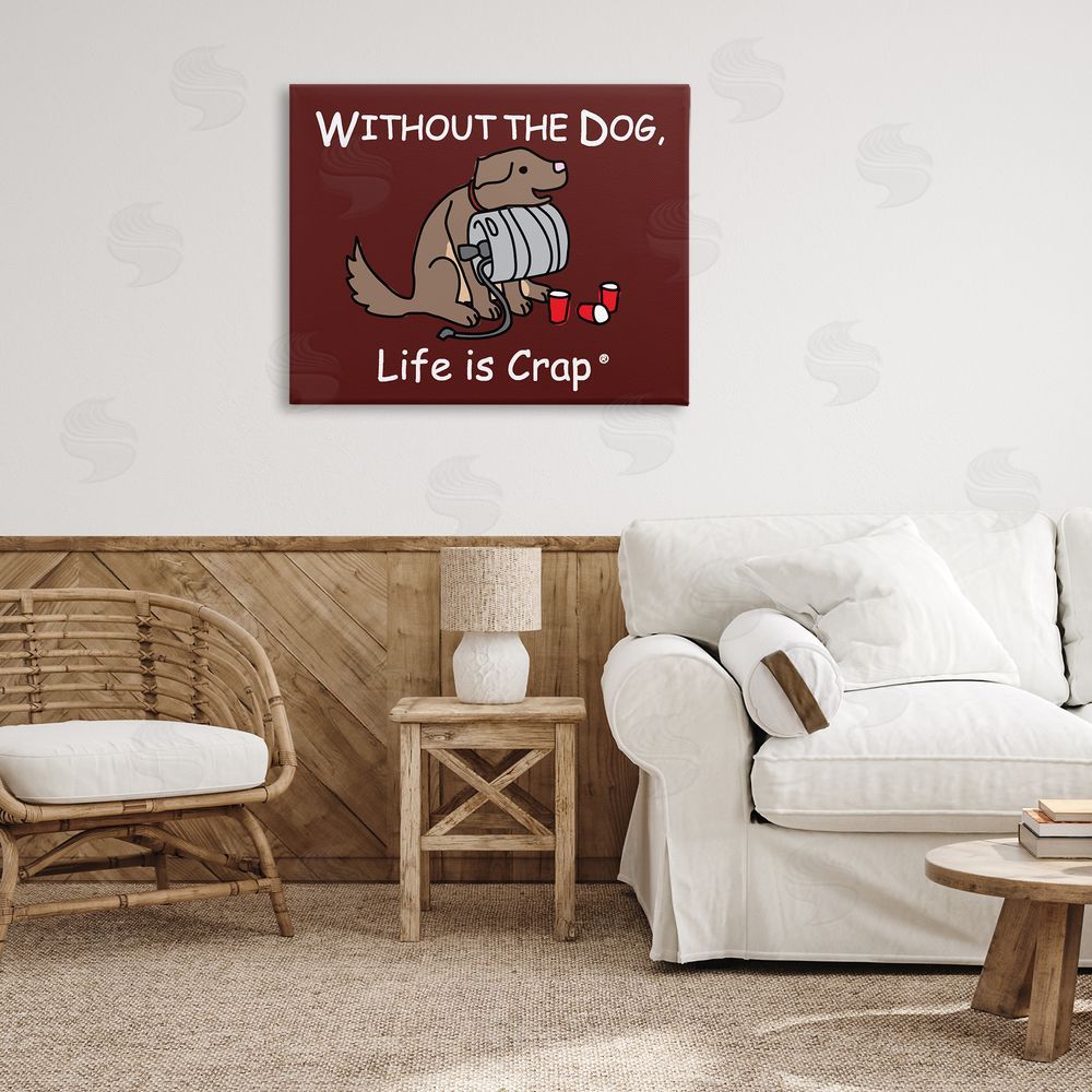 LIC Funny Dog & Keg Canvas Wall Art Print in Room