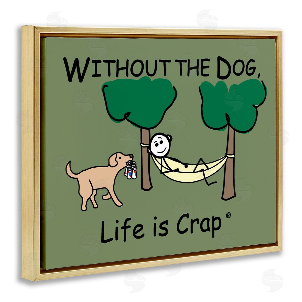 LIC Life Crap Without Dog Gold Floating Frame Canvas Wall Art Print