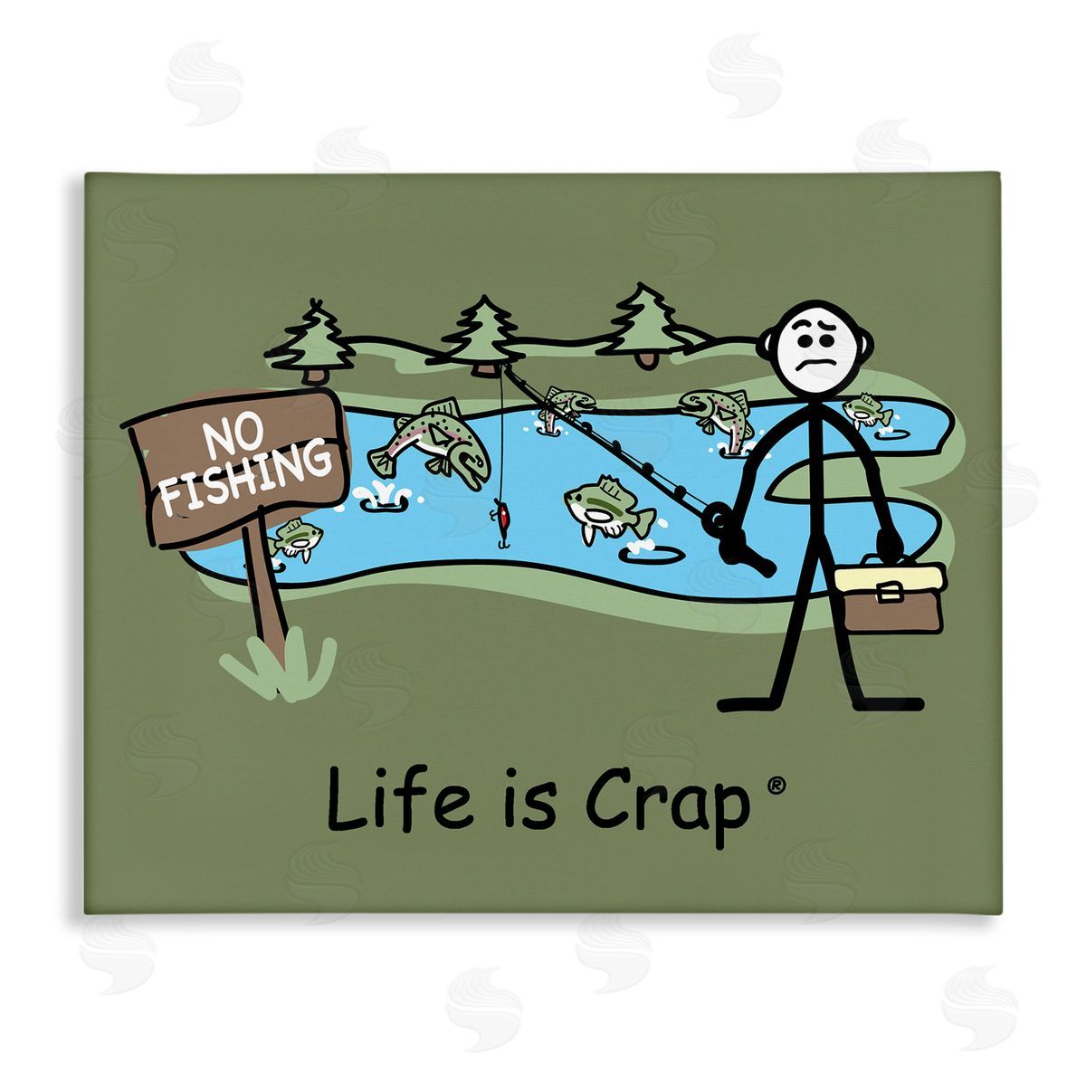 LIC No Fishing at Pond Canvas Wall Art Print