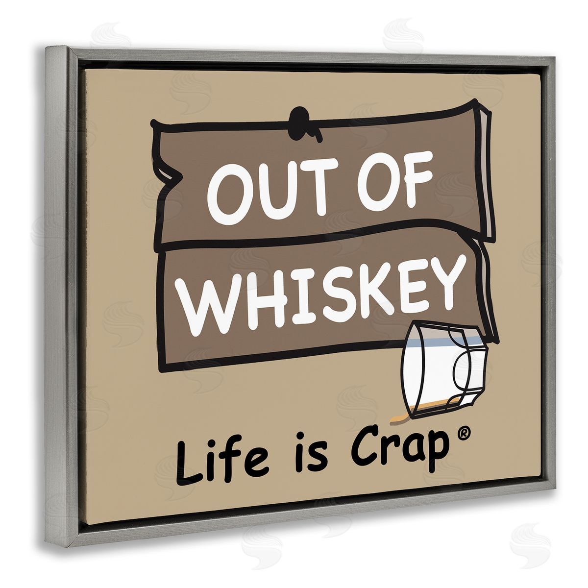 LIC Out Of Whiskey Gray Floating Frame Canvas Wall Art Print