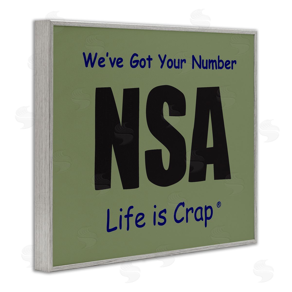 LIC Got Your Number NSA Gray Framed Giclee Wall Art Print