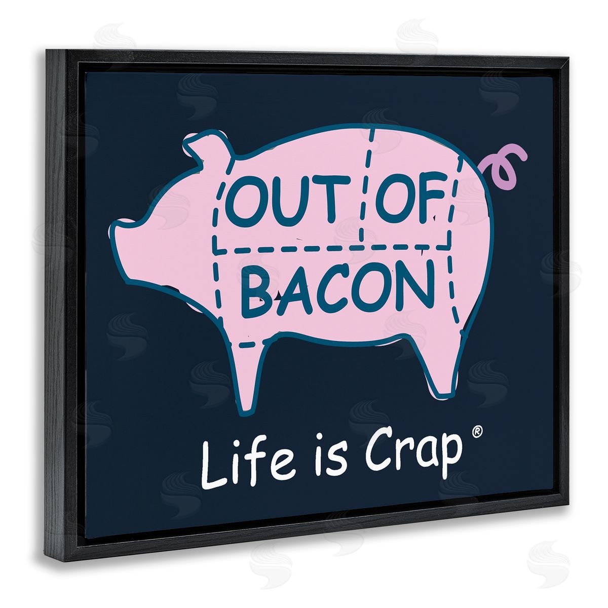 LIC Funny Out Of Bacon Black Floating Frame Canvas Wall Art Print