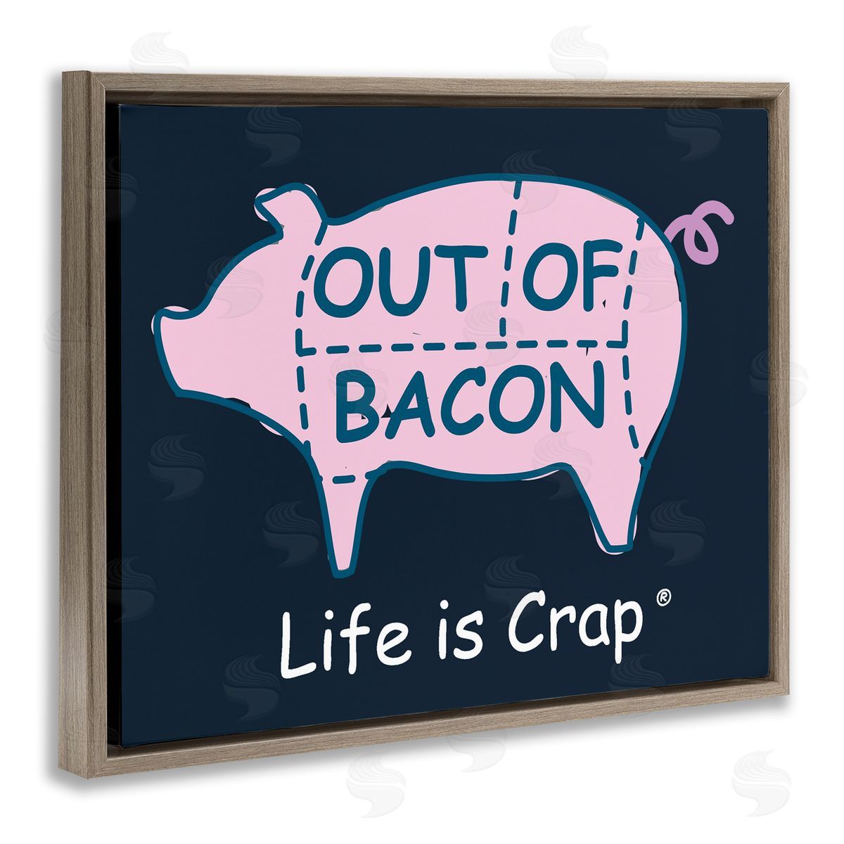 LIC Funny Out Of Bacon Brown Floating Frame Canvas Wall Art Print