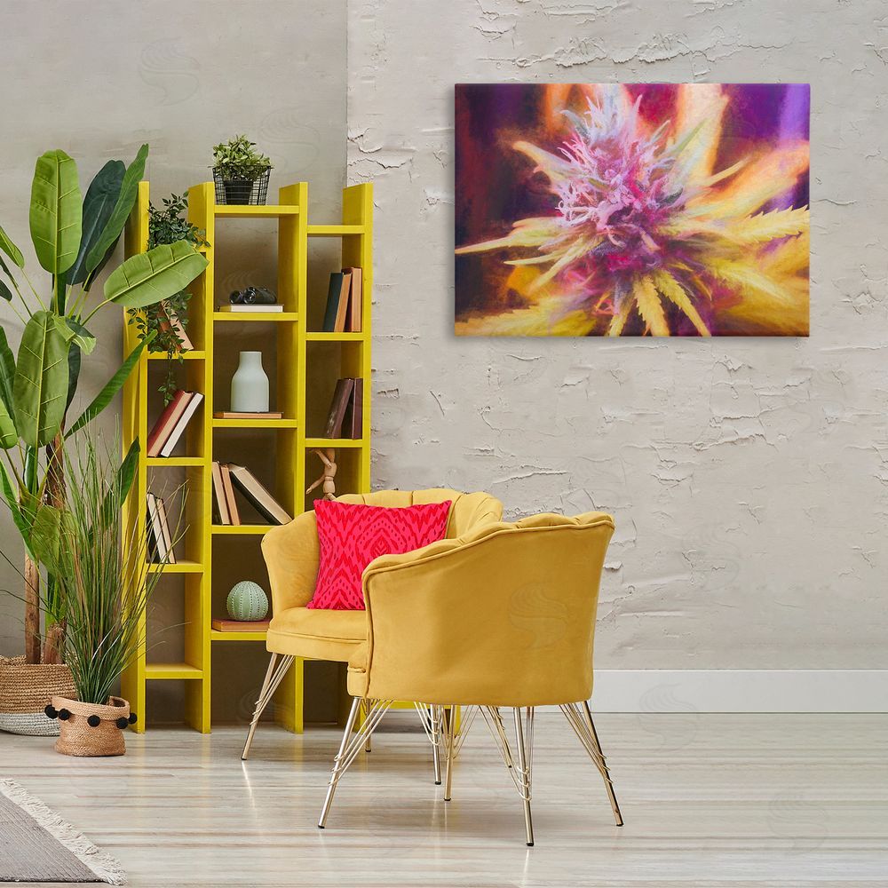 LIH Chalk Cannabis Flower Canvas Wall Art Print in Room