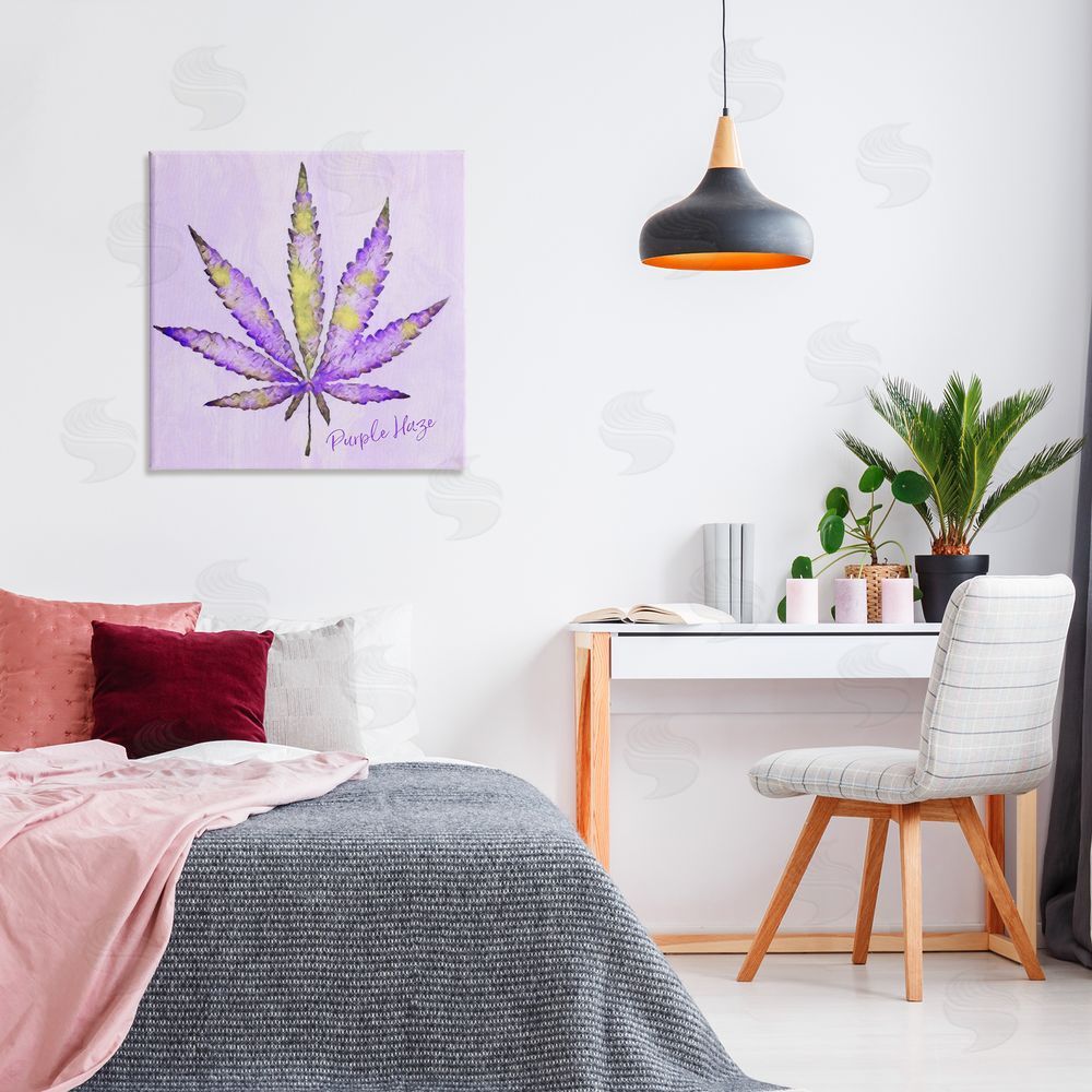 LIH Purple Haze Plant Leaf Canvas Wall Art Print in Room
