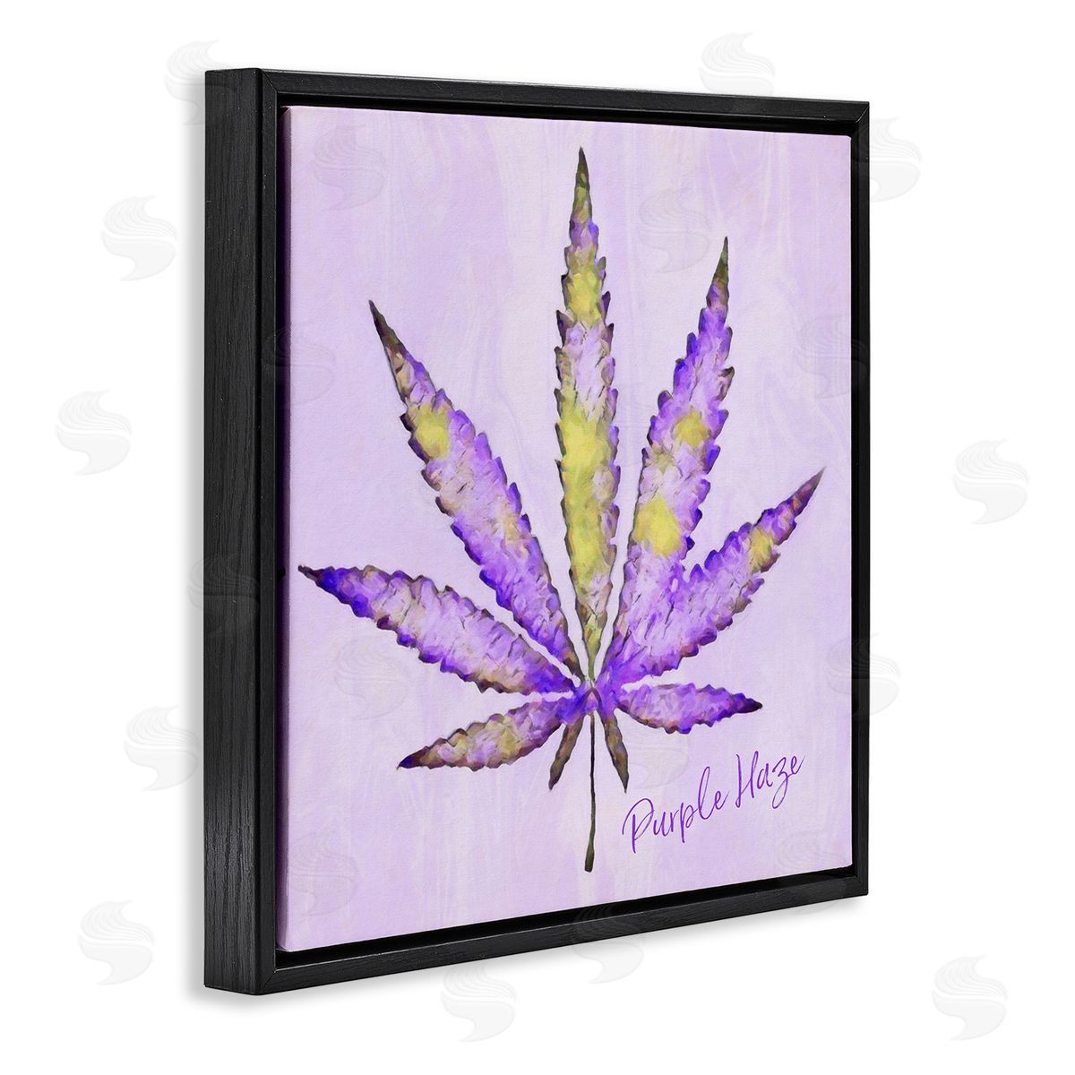 LIH Purple Haze Plant Leaf Black Floating Frame Canvas Wall Art Print