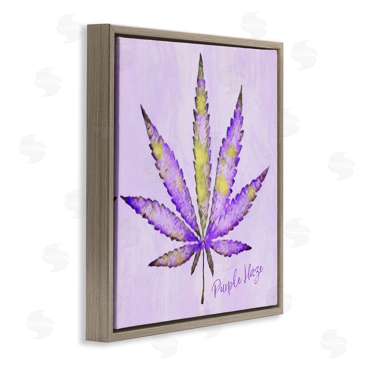 LIH Purple Haze Plant Leaf Brown Floating Frame Canvas Wall Art Print