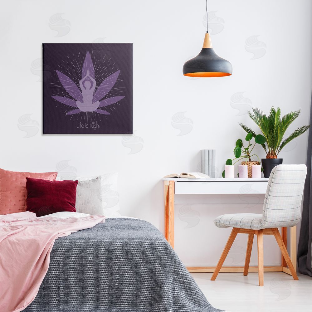 LIH Meditating Mindful Plant Canvas Wall Art Print in Room