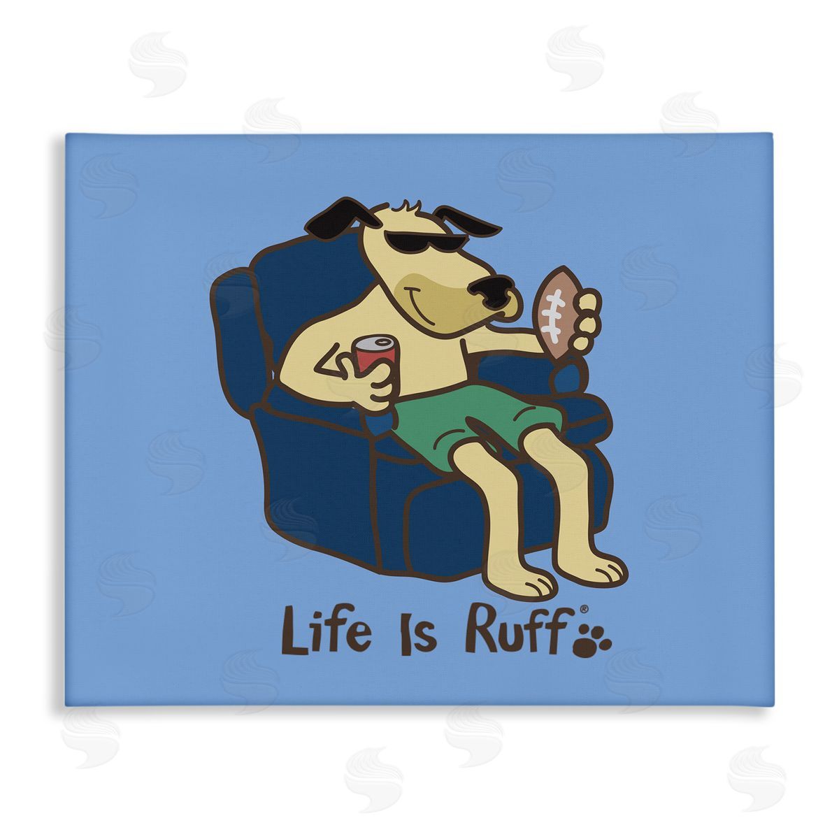 LIR Lounging Dog with Football Canvas Wall Art Print