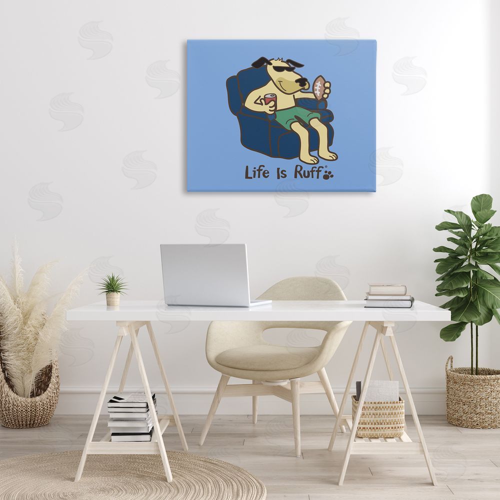LIR Lounging Dog with Football Canvas Wall Art Print in Room