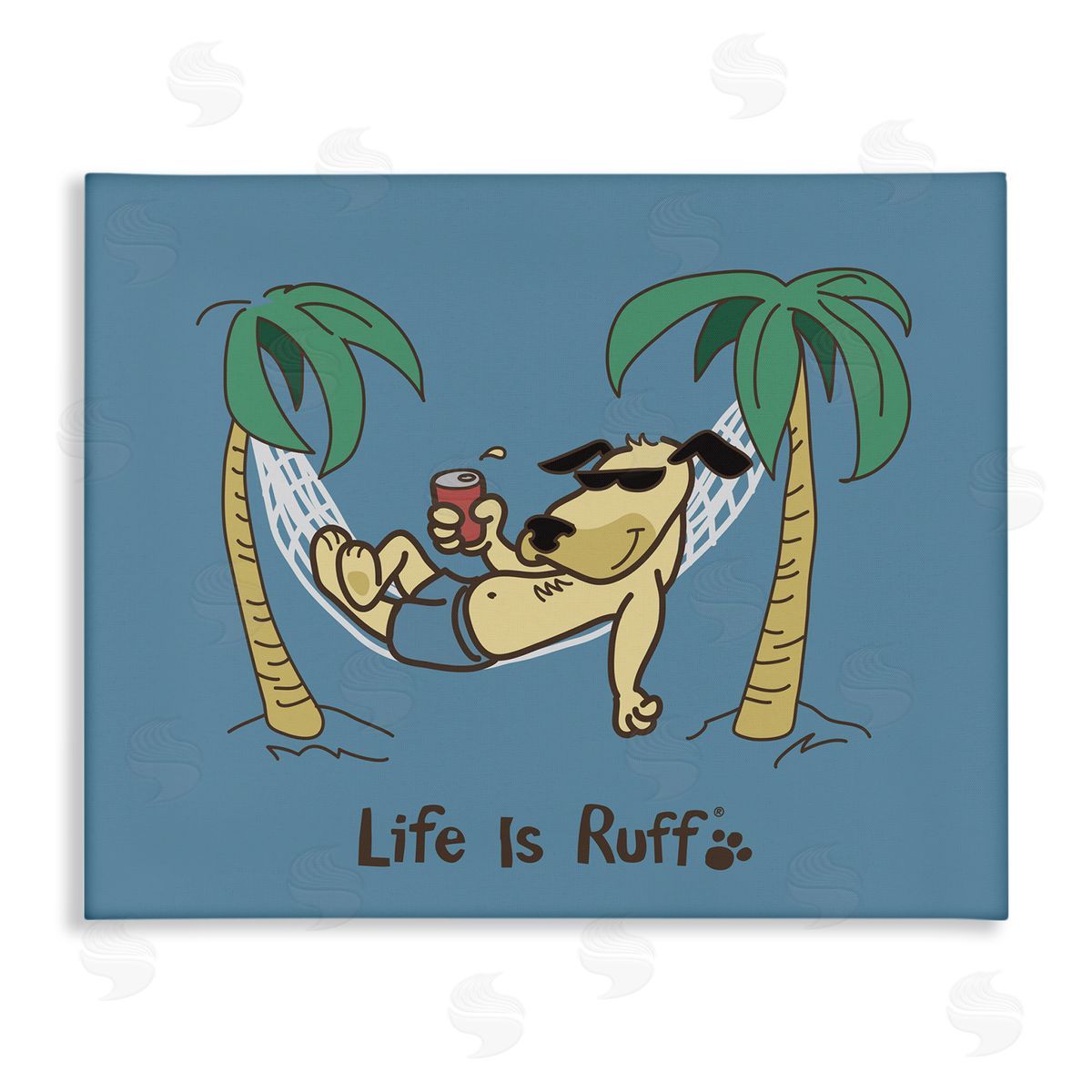 LIR Tropical Dog on Hammock Canvas Wall Art Print