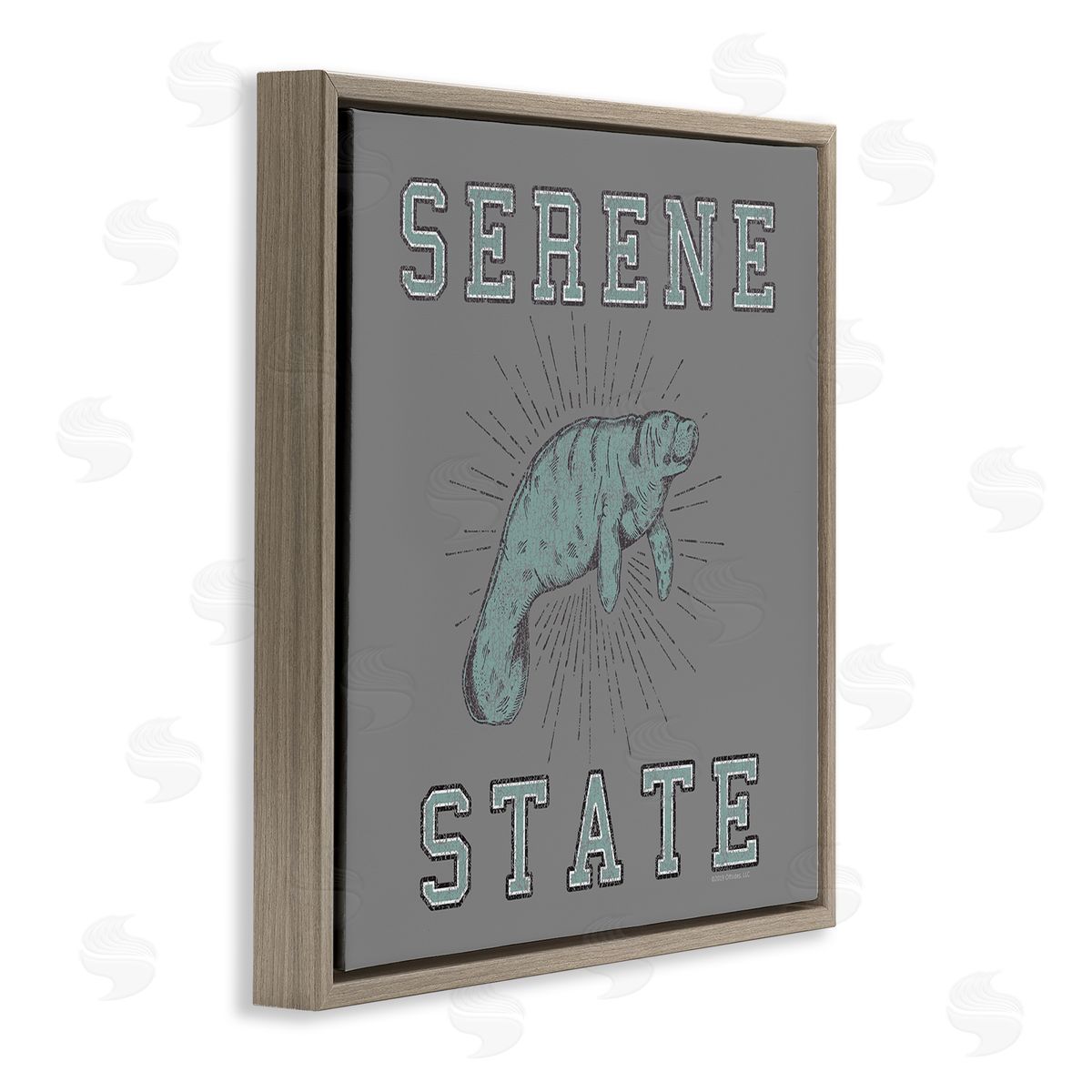 Spirit Animals/Life Is High Serene State Manatee Brown Floating Frame Canvas Wall Art Print