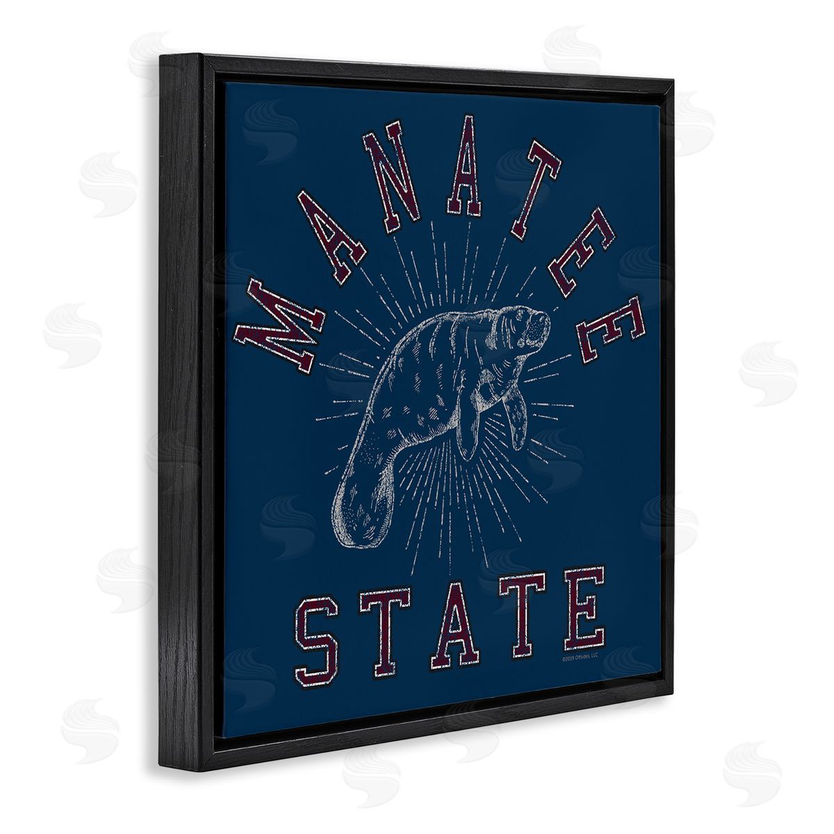 Spirit Animals/Life Is High Vintage Manatee State Black Floating Frame Canvas Wall Art Print