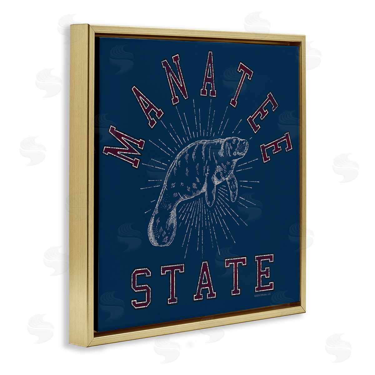 Spirit Animals/Life Is High Vintage Manatee State Gold Floating Frame Canvas Wall Art Print