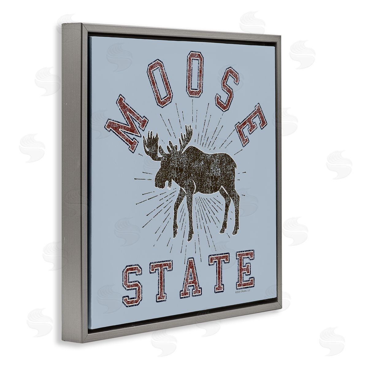 Spirit Animals/Life Is High Vintage Moose State Gray Floating Frame Canvas Wall Art Print