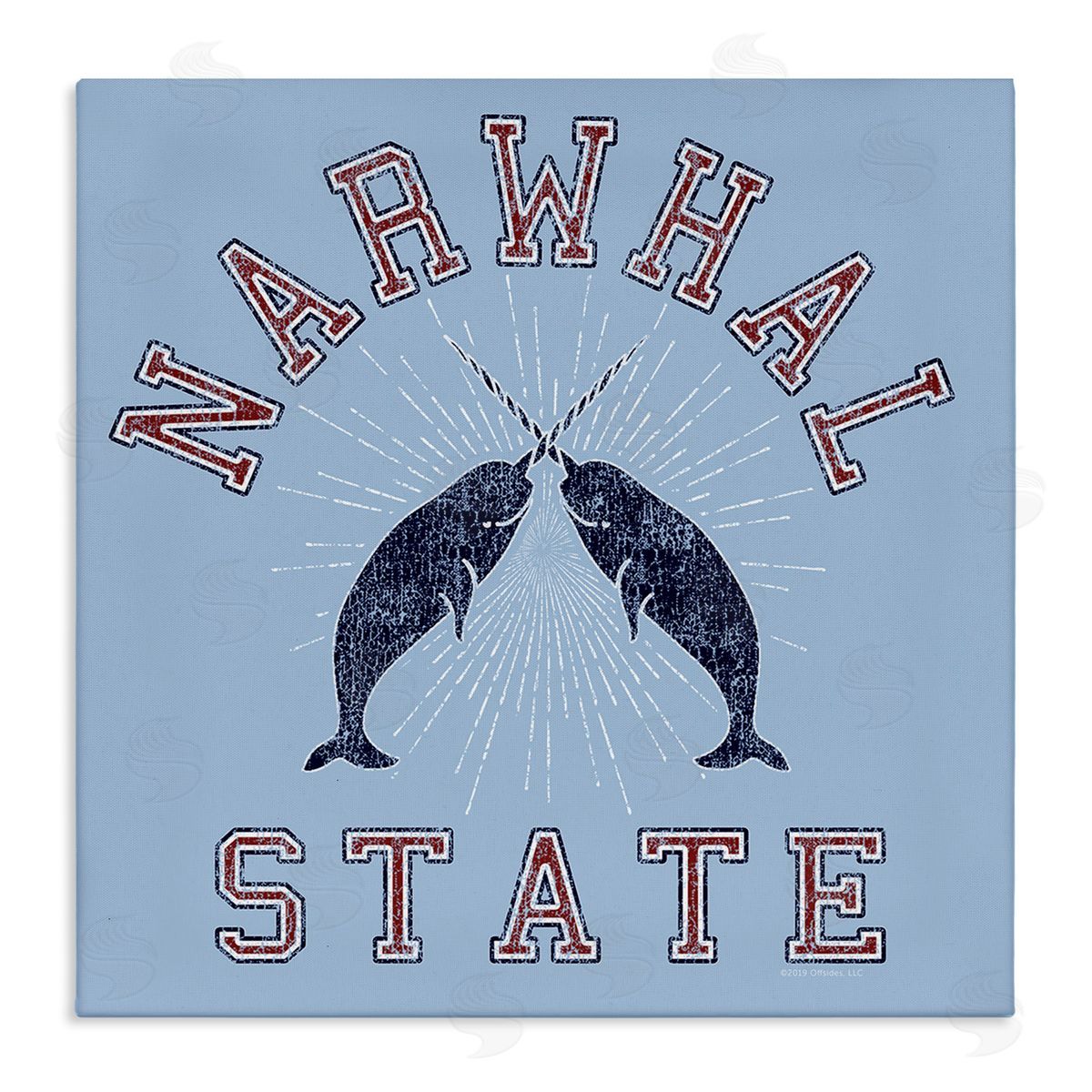 Spirit Animals/Life Is High Vintage Narwhal State Canvas Wall Art Print
