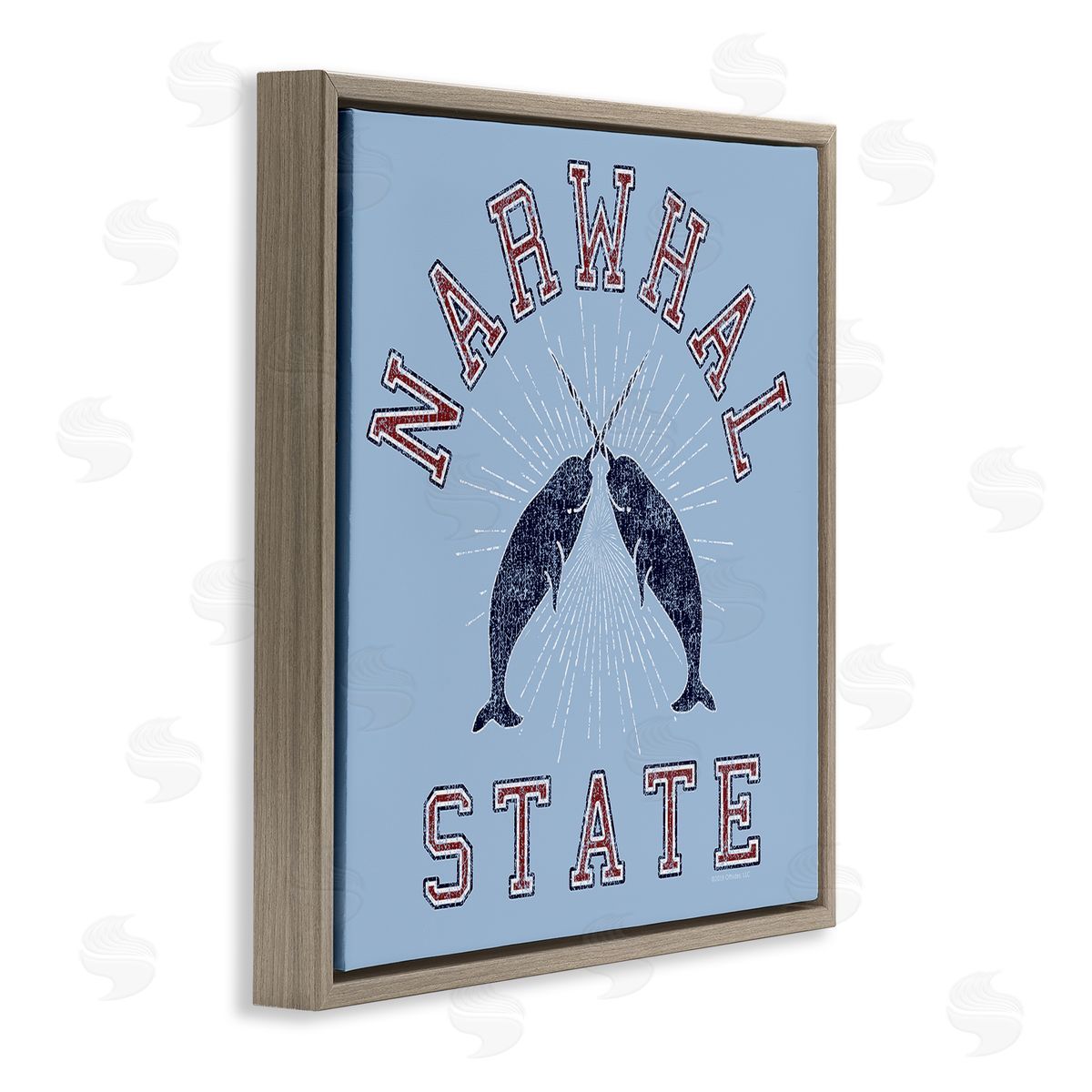 Spirit Animals/Life Is High Vintage Narwhal State Brown Floating Frame Canvas Wall Art Print
