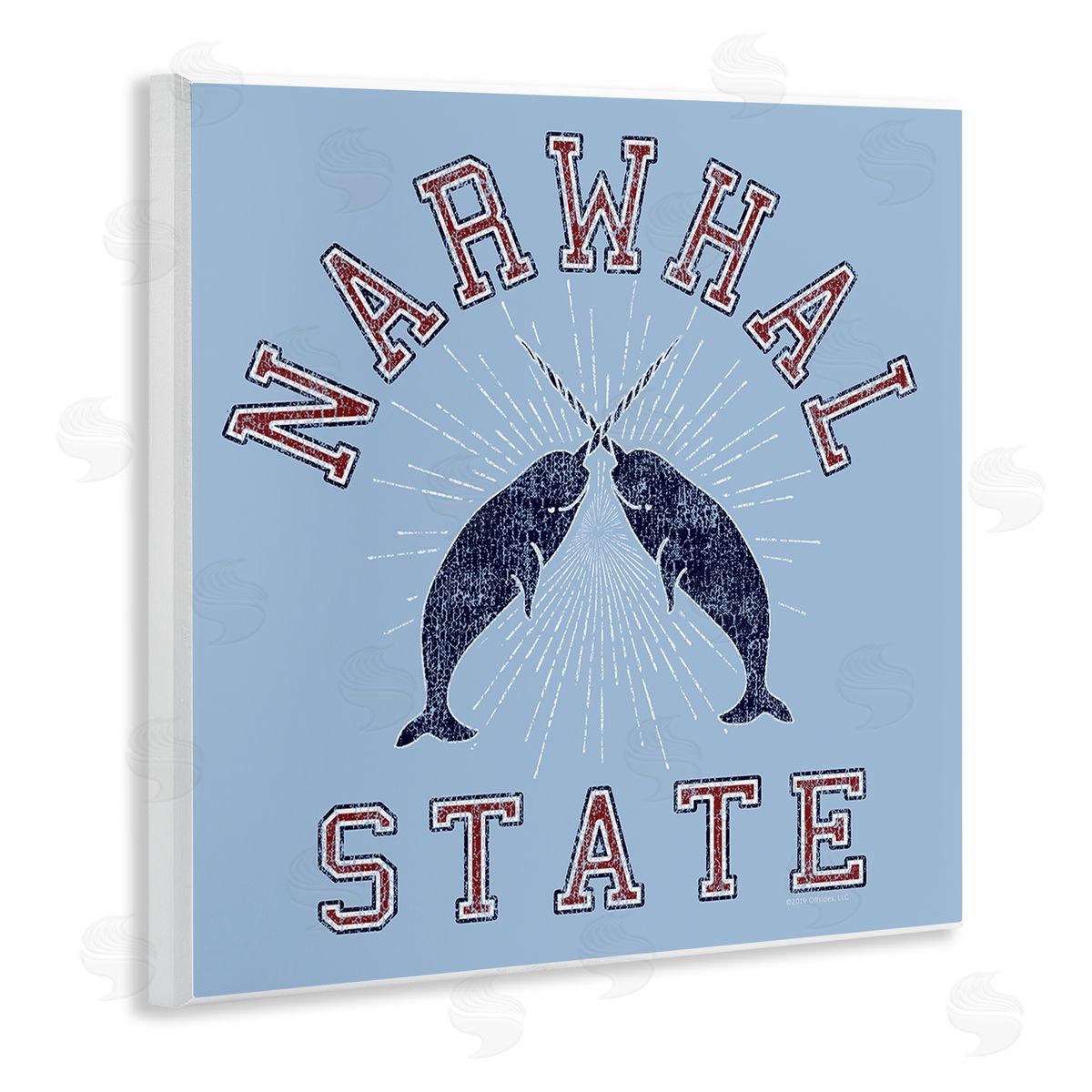 Spirit Animals/Life Is High Vintage Narwhal State Wooden Wall Plaque Art Print