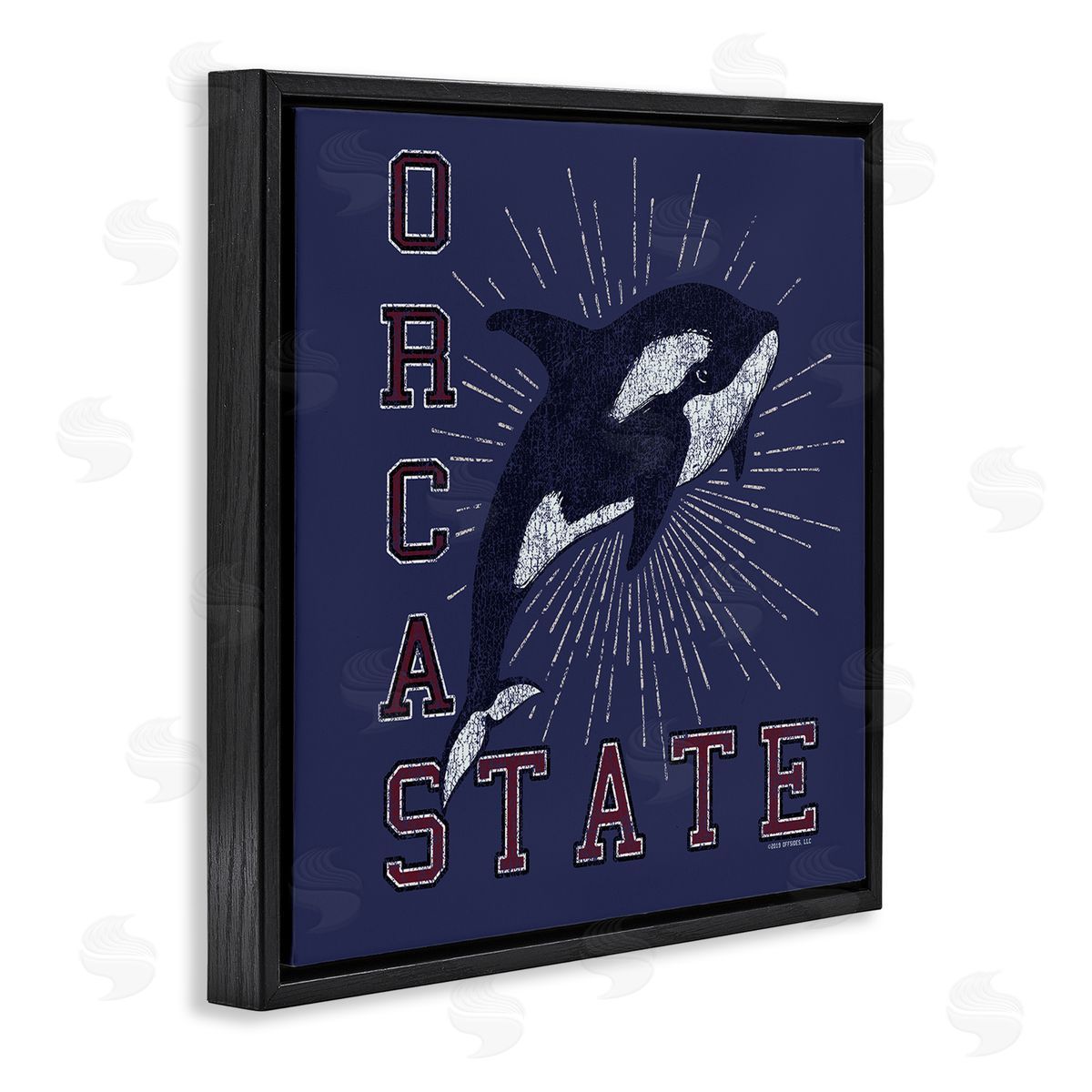 Spirit Animals/Life Is High Orca State Varsity Black Floating Frame Canvas Wall Art Print
