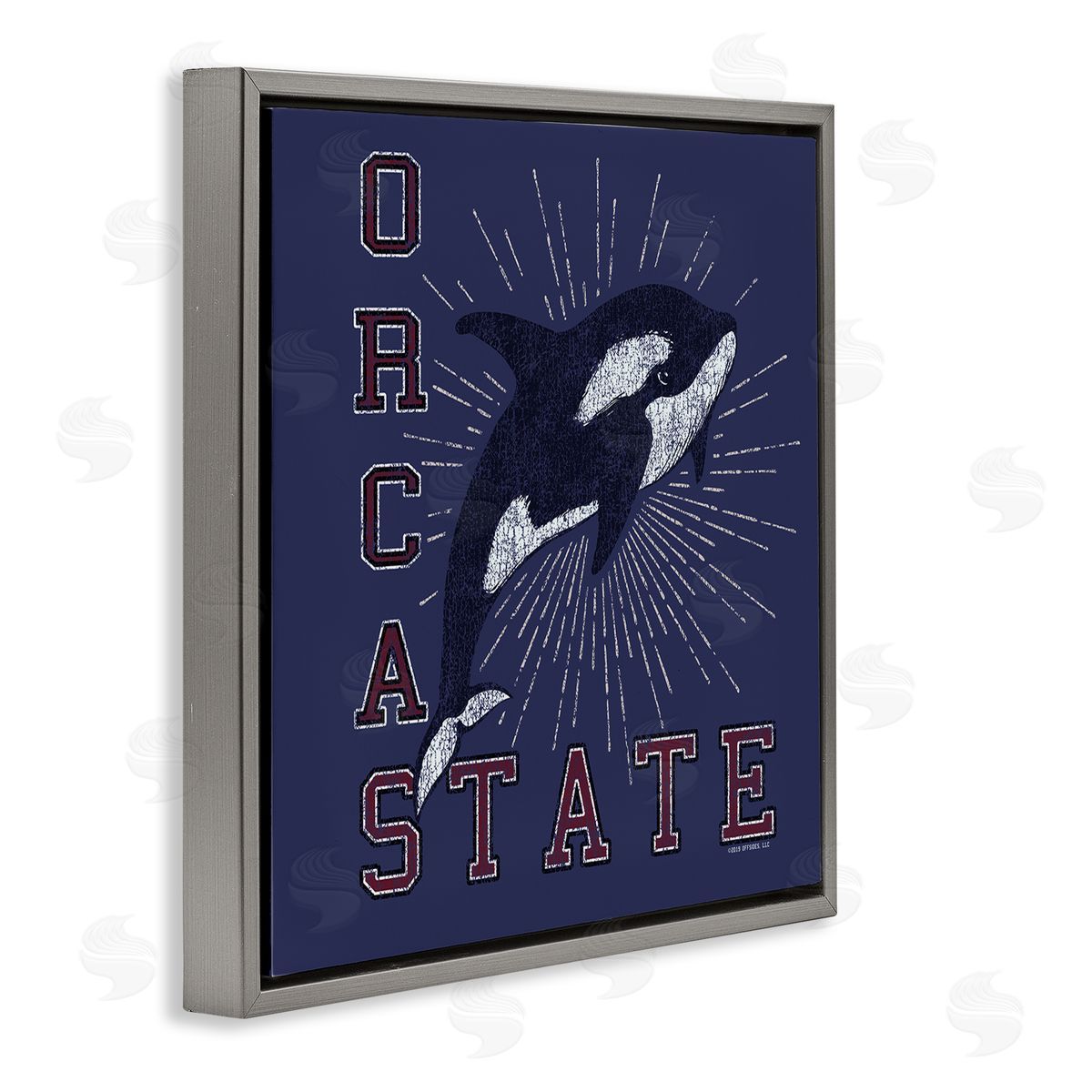 Spirit Animals/Life Is High Orca State Varsity Gray Floating Frame Canvas Wall Art Print