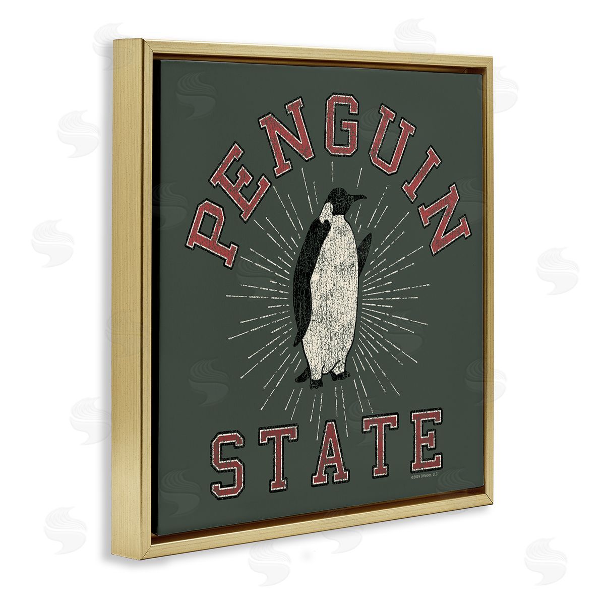 Spirit Animals/Life Is High Vintage Penguin State Gold Floating Frame Canvas Wall Art Print