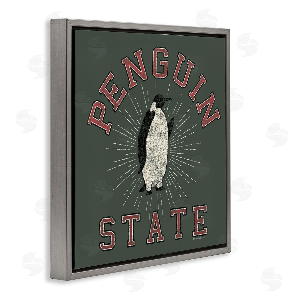 Spirit Animals/Life Is High Vintage Penguin State Gray Floating Frame Canvas Wall Art Print
