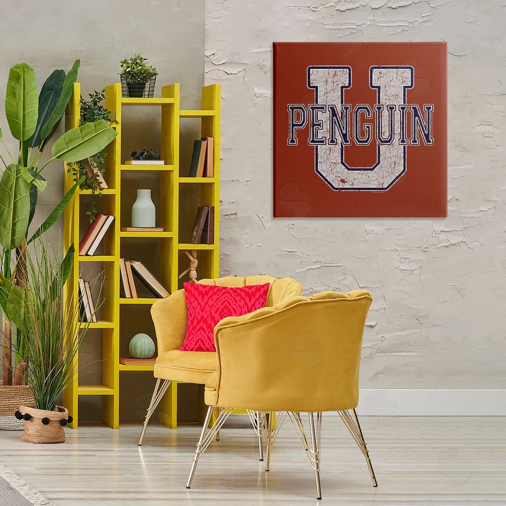 Spirit Animals/Life Is High Penguin U Varsity Canvas Wall Art Print in Room