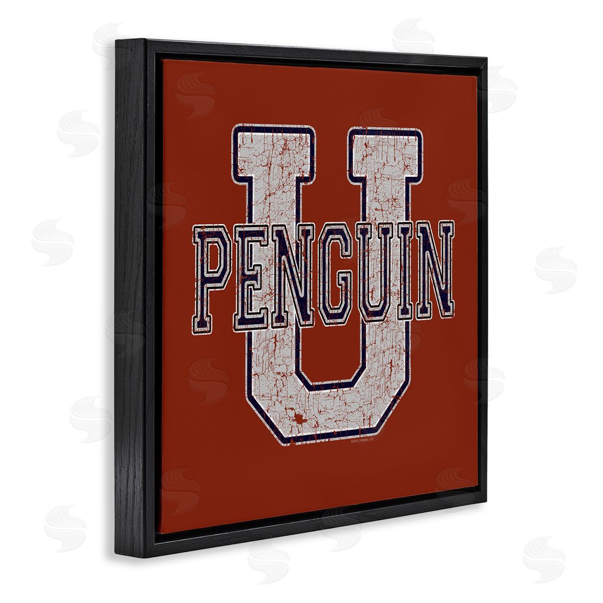 Spirit Animals/Life Is High Penguin U Varsity Black Floating Frame Canvas Wall Art Print