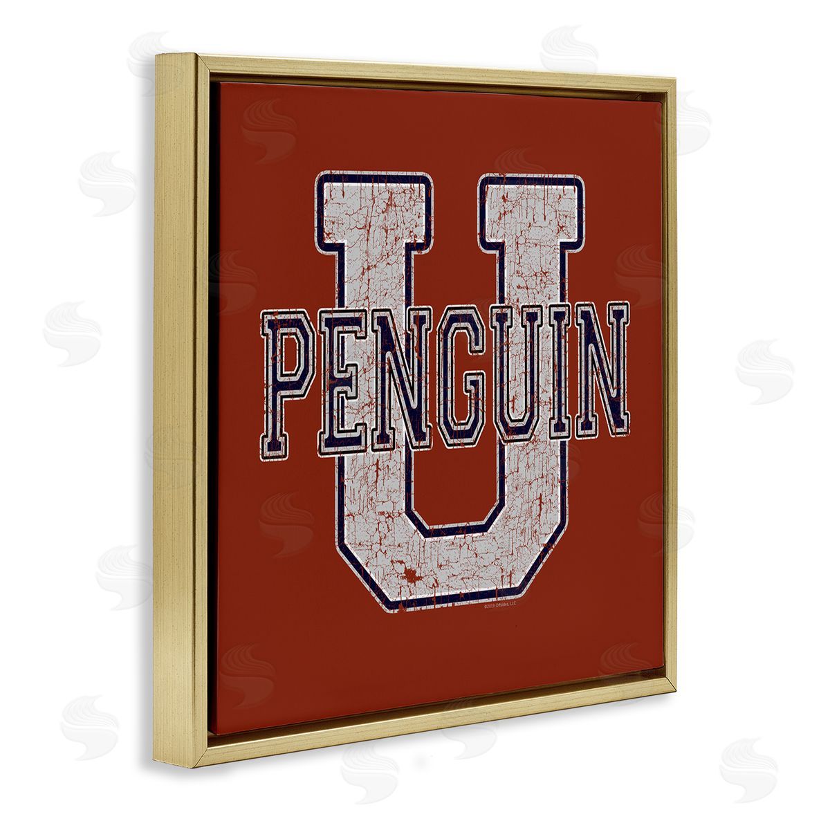Spirit Animals/Life Is High Penguin U Varsity Gold Floating Frame Canvas Wall Art Print