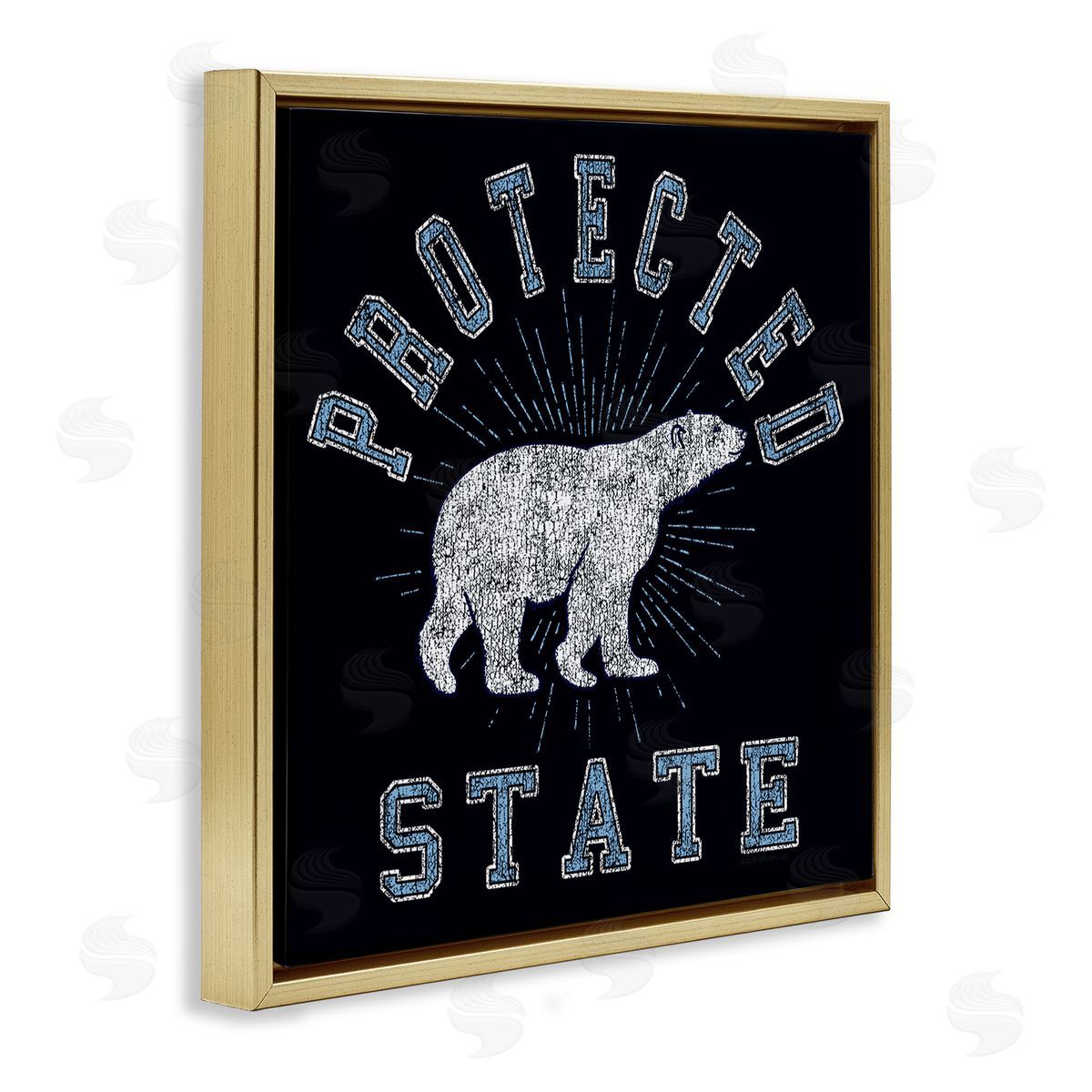 Spirit Animals/Life Is High Polar Bear Protected State Gold Floating Frame Canvas Wall Art Print