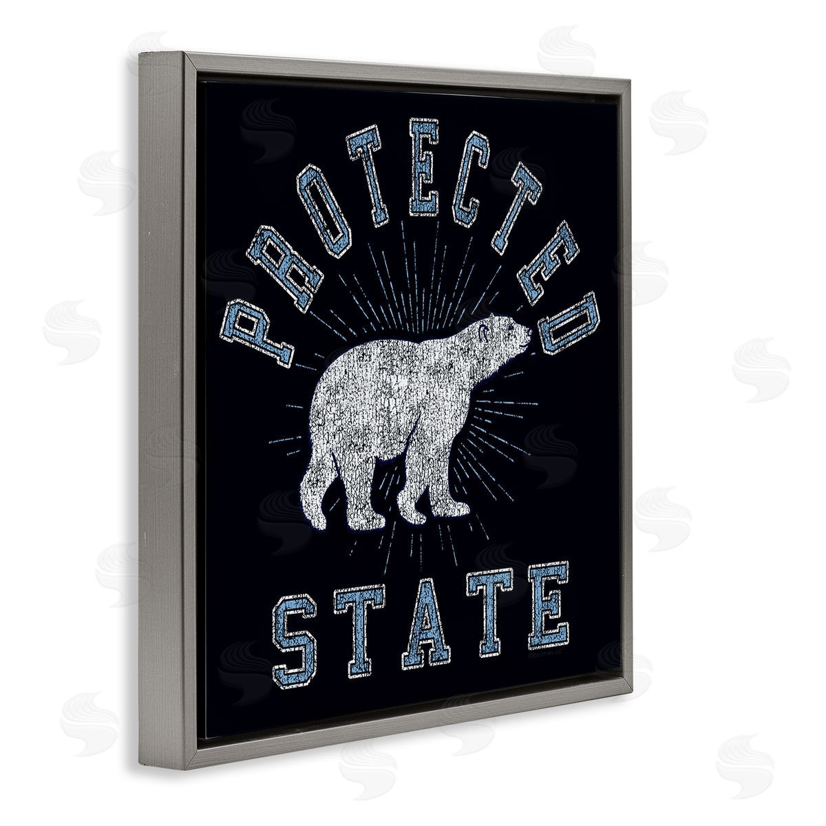 Spirit Animals/Life Is High Polar Bear Protected State Gray Floating Frame Canvas Wall Art Print