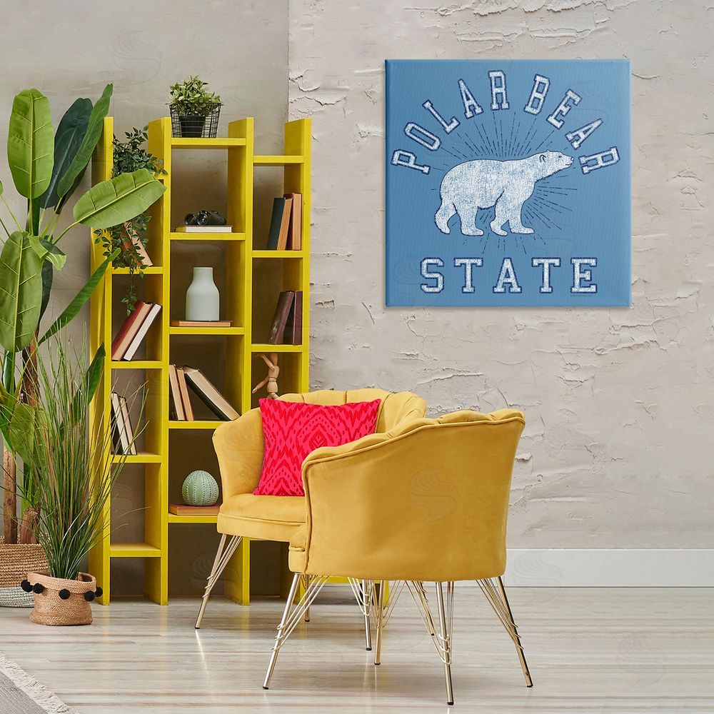 Spirit Animals/Life Is High Varsity Polar Bear State Canvas Wall Art Print in Room