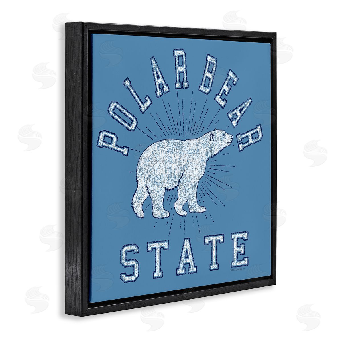 Spirit Animals/Life Is High Varsity Polar Bear State Black Floating Frame Canvas Wall Art Print