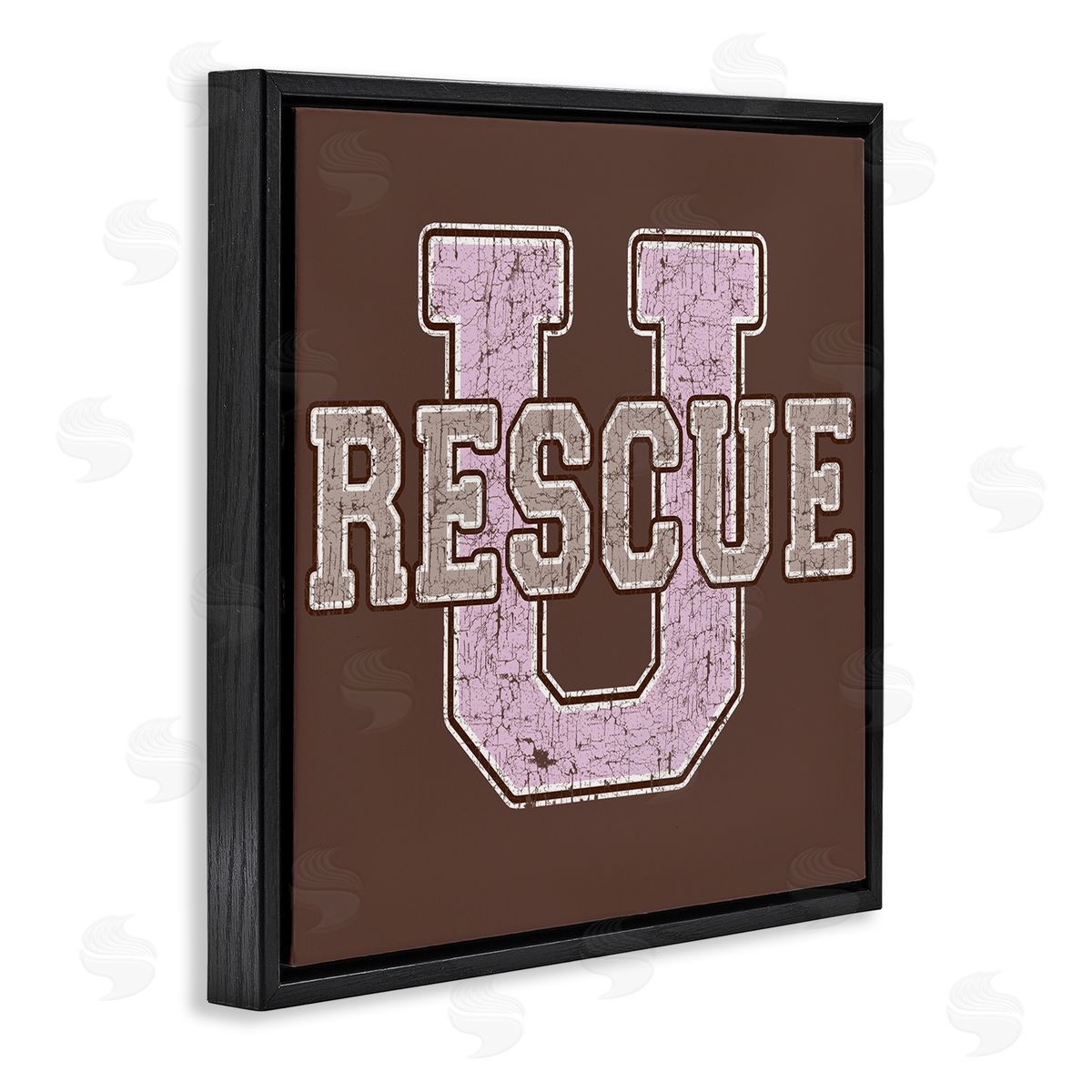 Spirit Animals/Life Is High Rescue U Vintage College Black Floating Frame Canvas Wall Art Print