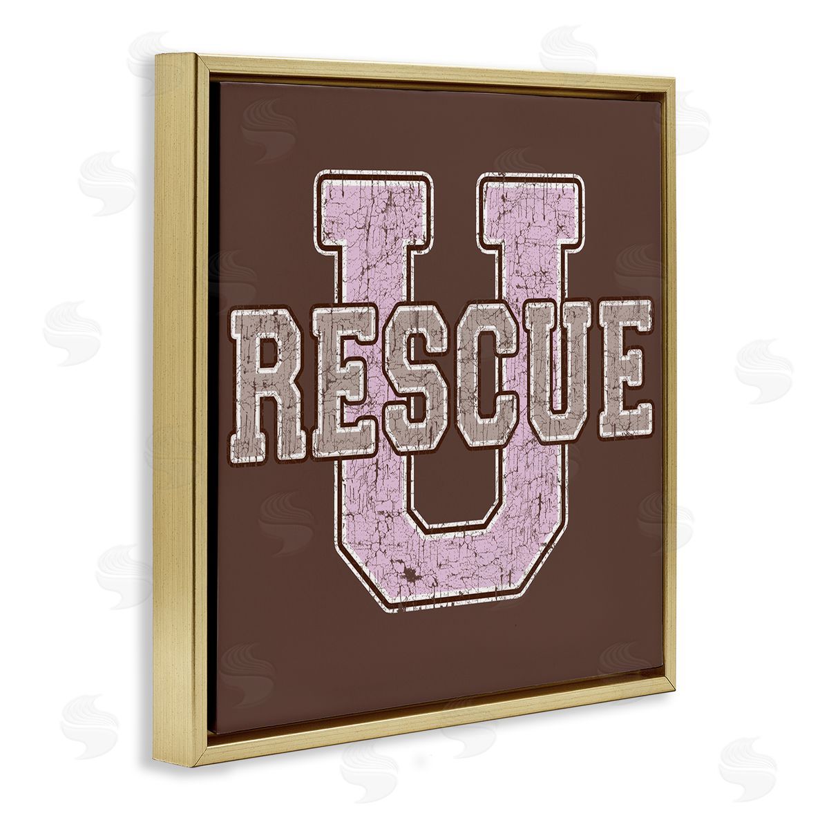 Spirit Animals/Life Is High Rescue U Vintage College Gold Floating Frame Canvas Wall Art Print