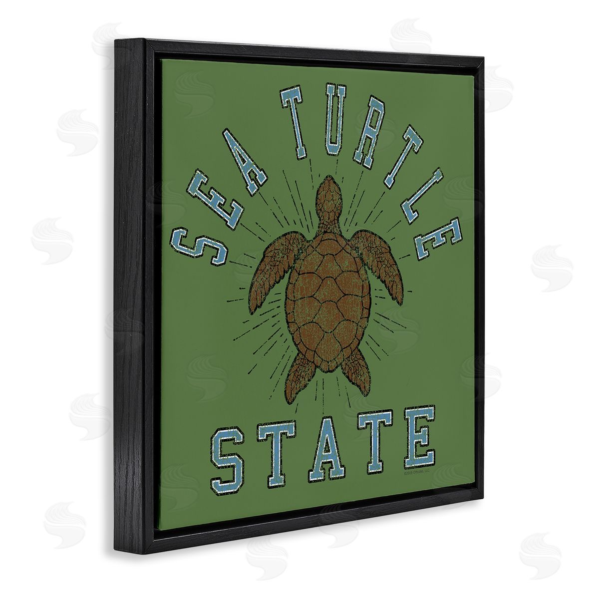 Spirit Animals/Life Is High Vintage Sea Turtle State Black Floating Frame Canvas Wall Art Print