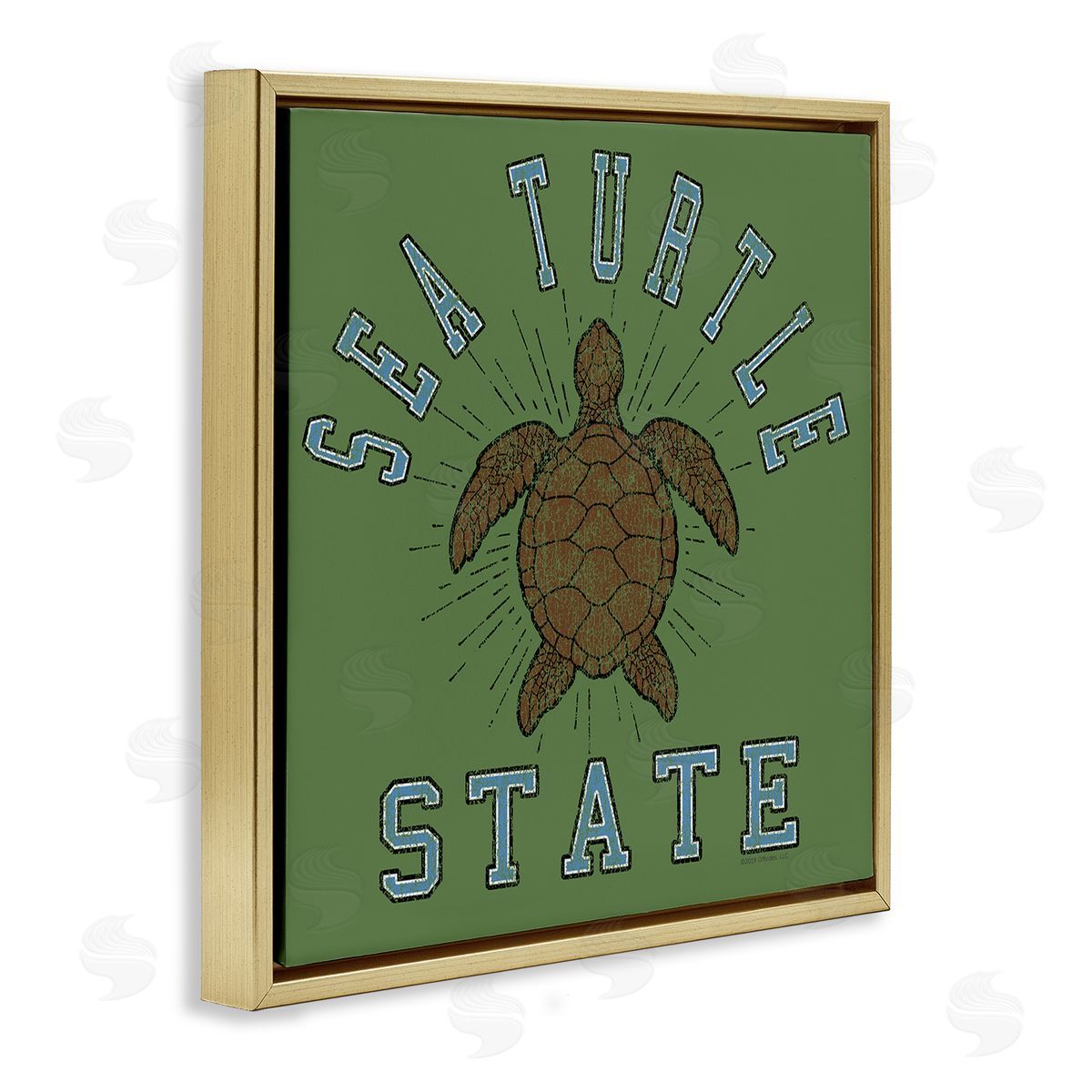 Spirit Animals/Life Is High Vintage Sea Turtle State Gold Floating Frame Canvas Wall Art Print