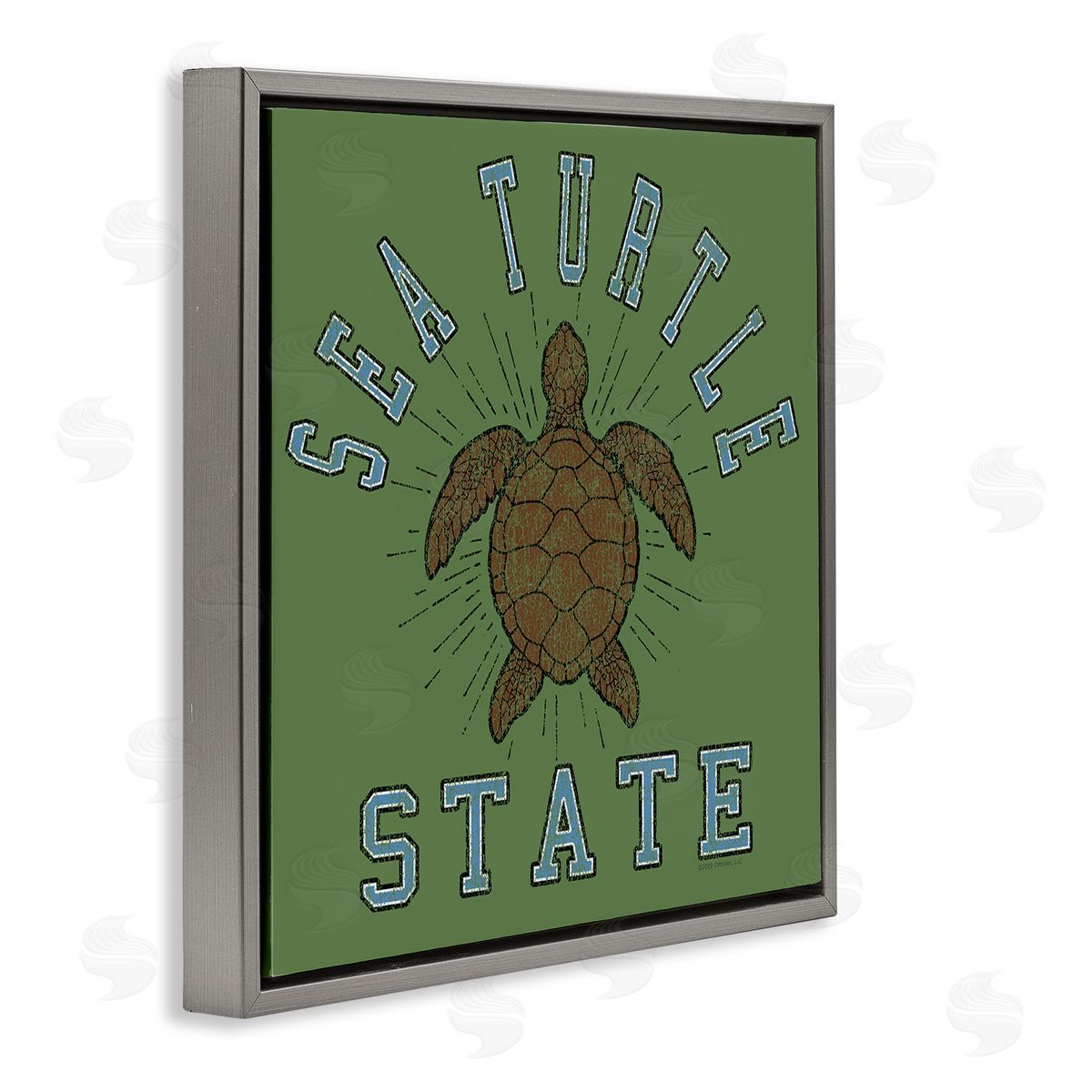 Spirit Animals/Life Is High Vintage Sea Turtle State Gray Floating Frame Canvas Wall Art Print