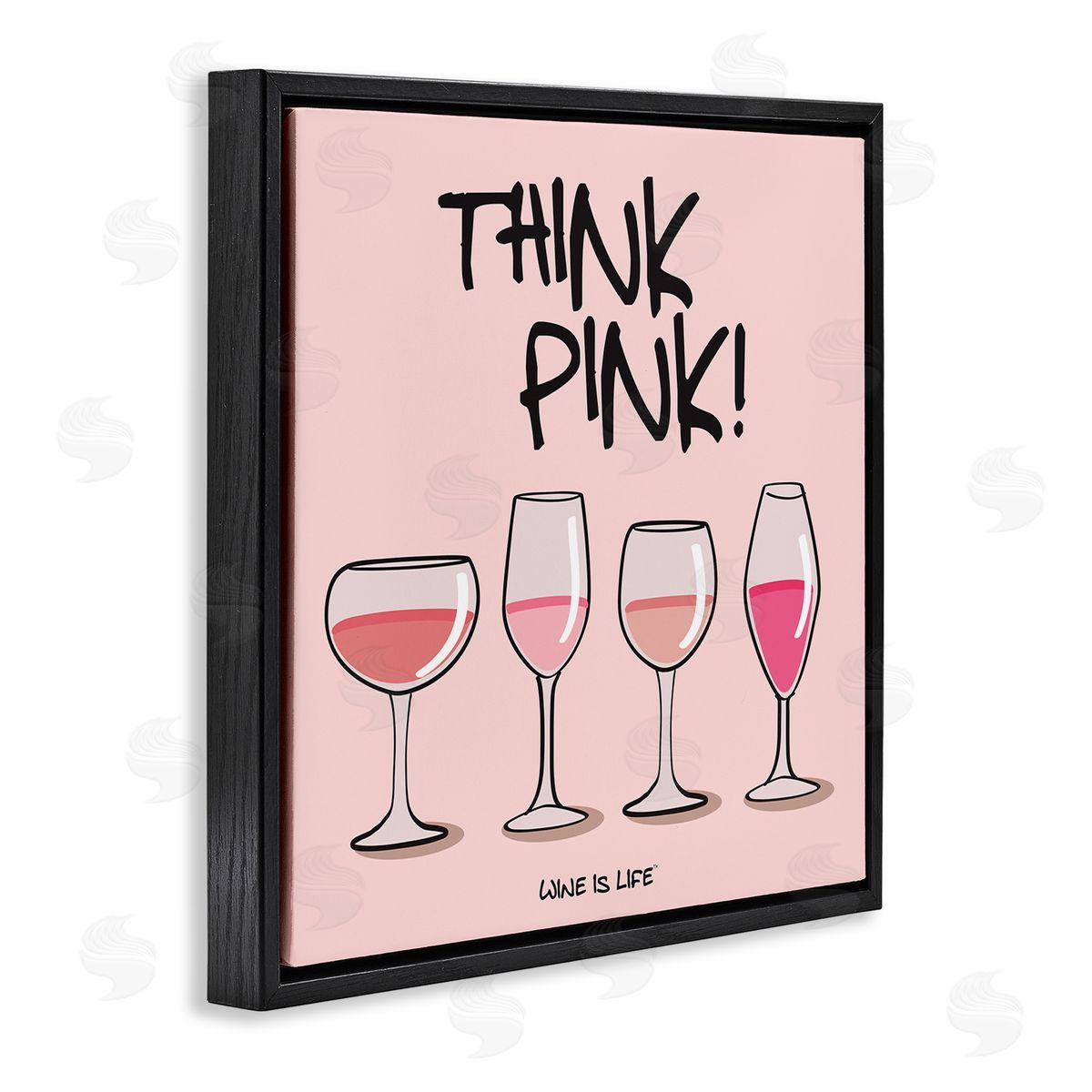 WIL Think Pink Champagne Black Floating Frame Canvas Wall Art Print