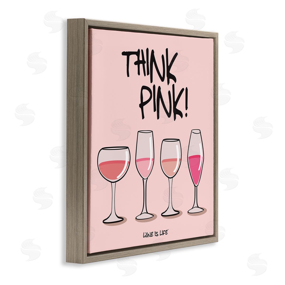 WIL Think Pink Champagne Brown Floating Frame Canvas Wall Art Print