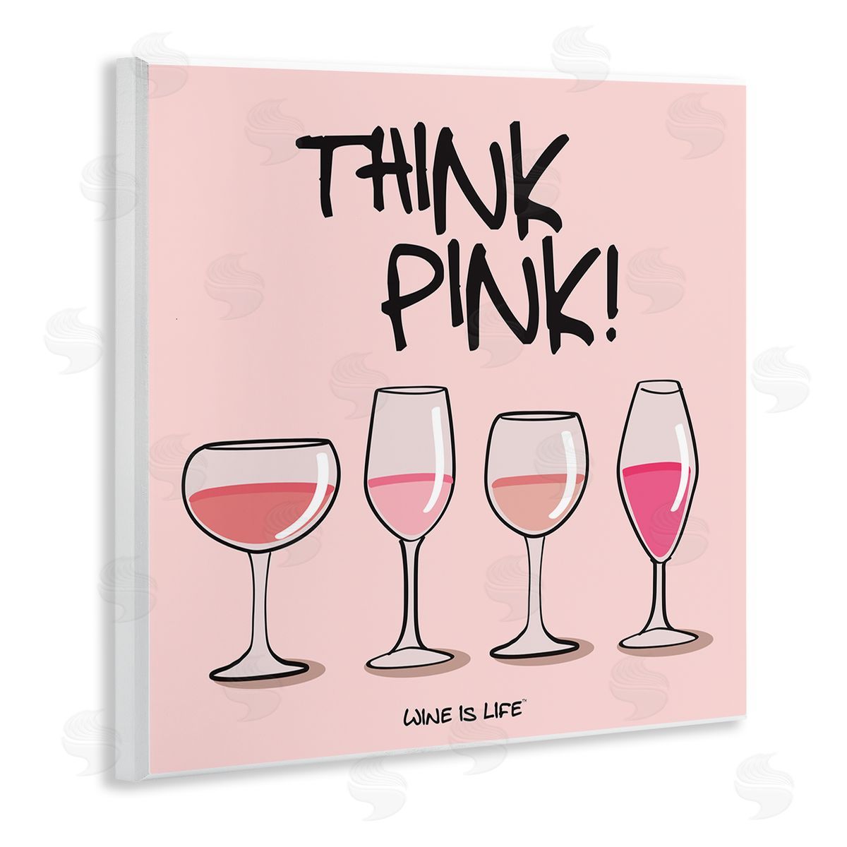 WIL Think Pink Champagne Wooden Wall Plaque Art Print