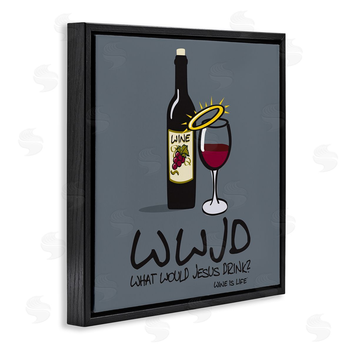 WIL What Would Jesus Drink Black Floating Frame Canvas Wall Art Print